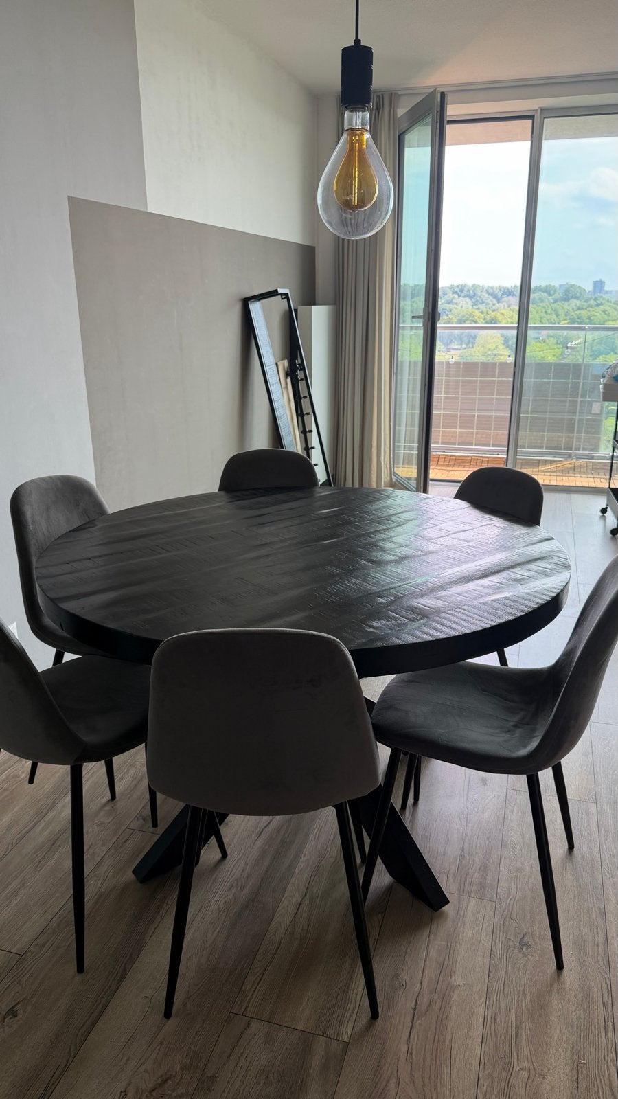 Ronde eettafel (130cm) met 6 GRATIS stoelen, Ophalen, 100 tot 150 cm, Rond, Zo goed als nieuw