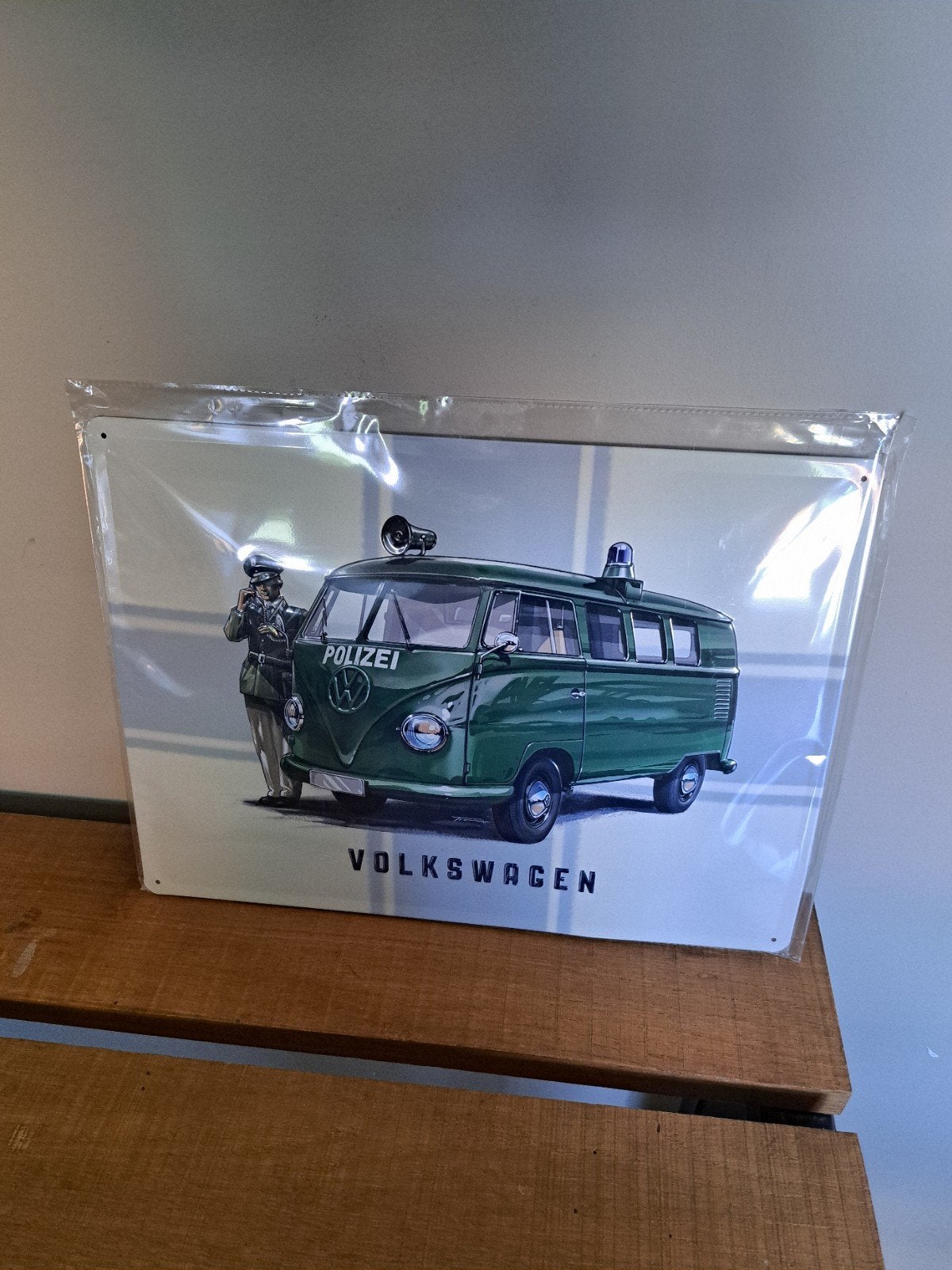 Metalen wandbord VW T1 Polizei 30x40cm, Ophalen of Verzenden, Nieuw, Auto's