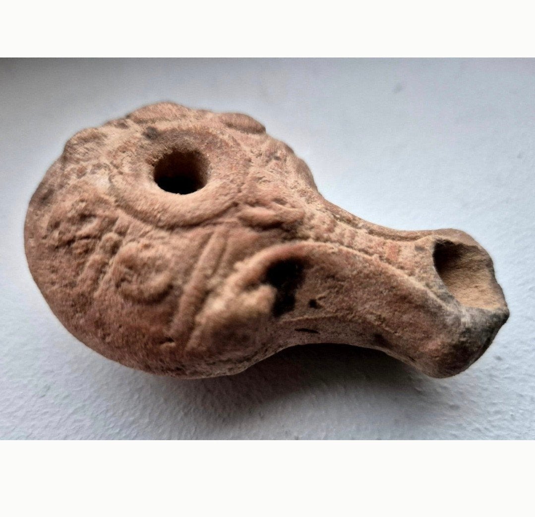 Olielamp  bodemvondst terracotta, Ophalen of Verzenden