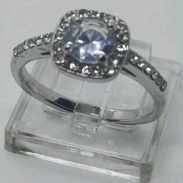 Zilveren Ring met Lichtblauwe Steen en Markasiet - Maat 18, Sieraden, Tassen en Uiterlijk, Ringen, 18 tot 19, Gebruikt, Ophalen of Verzenden