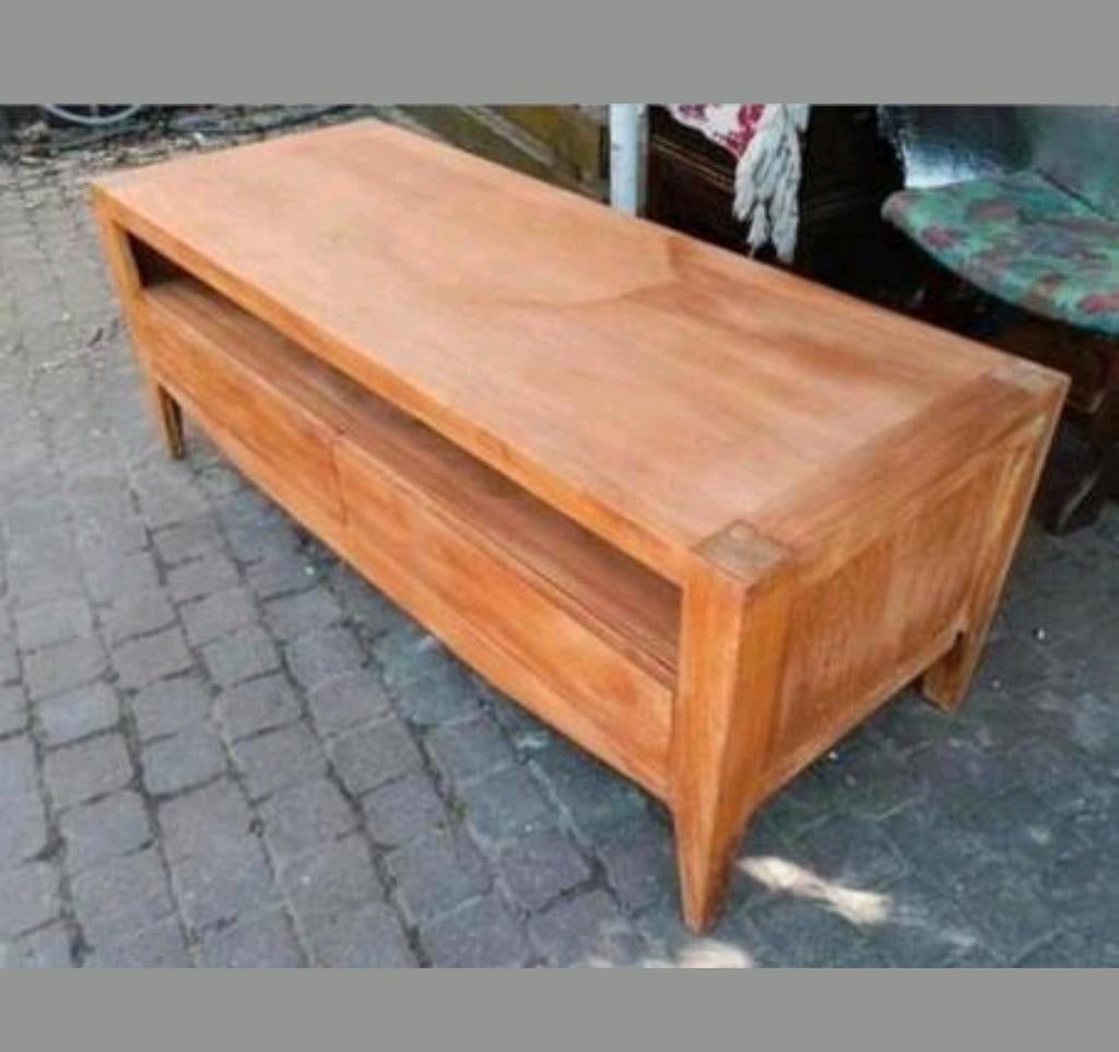 Teakhouten TV-meubel - AS Interiors, Ophalen, Gebruikt, 100 tot 150 cm, Teakhout