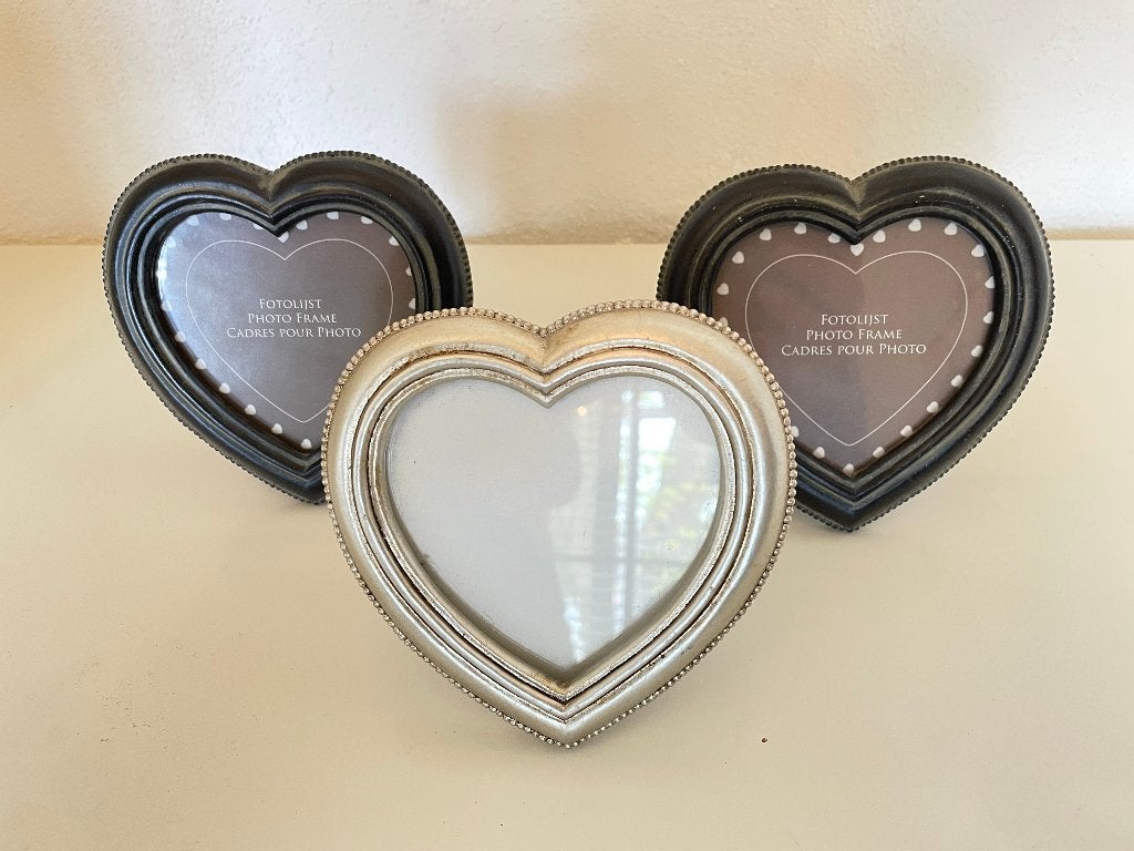 Fotolijstjes Hartje 3 Stuks, Audio, Tv en Foto, Fotografie | Fotolijsten, Zilver, Met glas, Standaard fotolijst, Ophalen of Verzenden