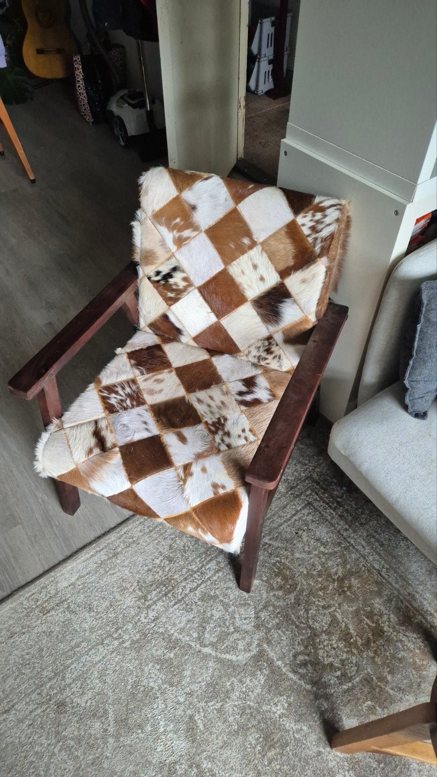 Vidaxl geitenleer fauteuil, Ophalen, Gebruikt, Bohemian, Eclectisch, Modern, 50 tot 75 cm