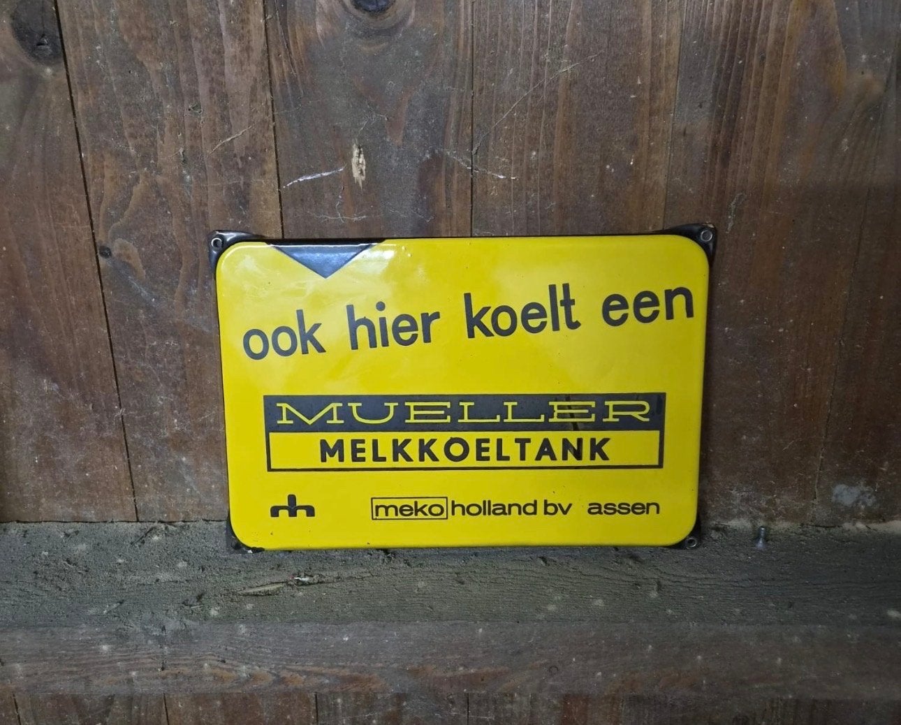 Vintage Mueller Emaille Bord - Melkkoeltank Reclame, Ophalen of Verzenden