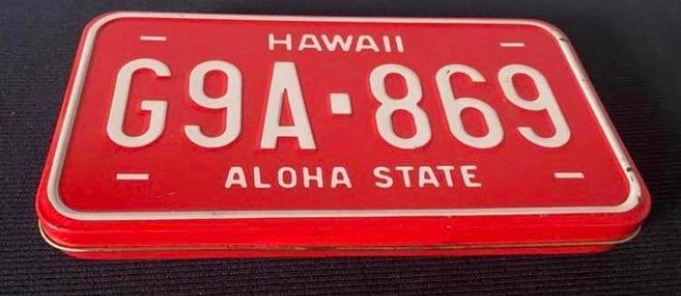 Oud blik met afb. nummerplaat. Hawaii G9A - 869 Aloha State, Ophalen of Verzenden, Zo goed als nieuw, Overige, Overige merken