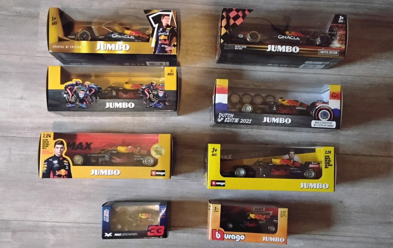 Max Verstappen F1 schaalmodellen Burago. 8 stuks, Ophalen of Verzenden, Nieuw, Formule 1