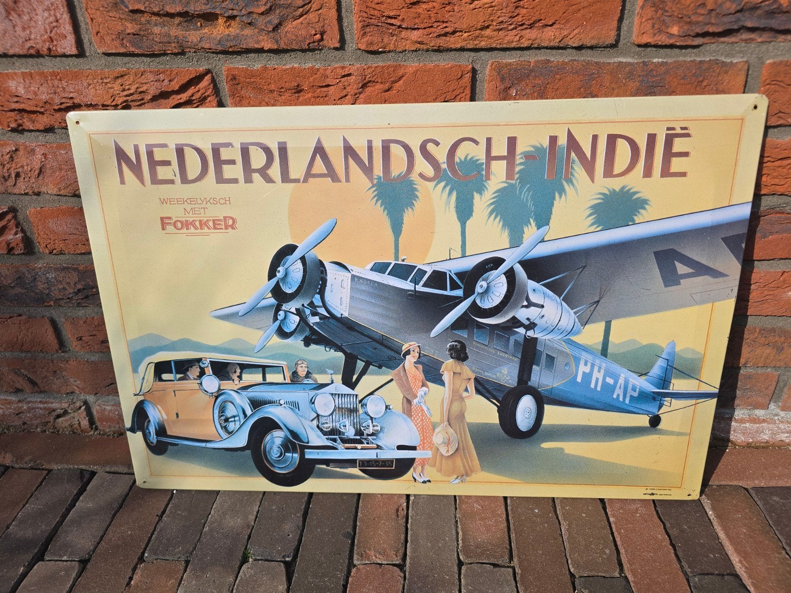 Prachtig groot metalen reclamebord Fokker 1996 €35, Ophalen of Verzenden, Zo goed als nieuw, Reclamebord