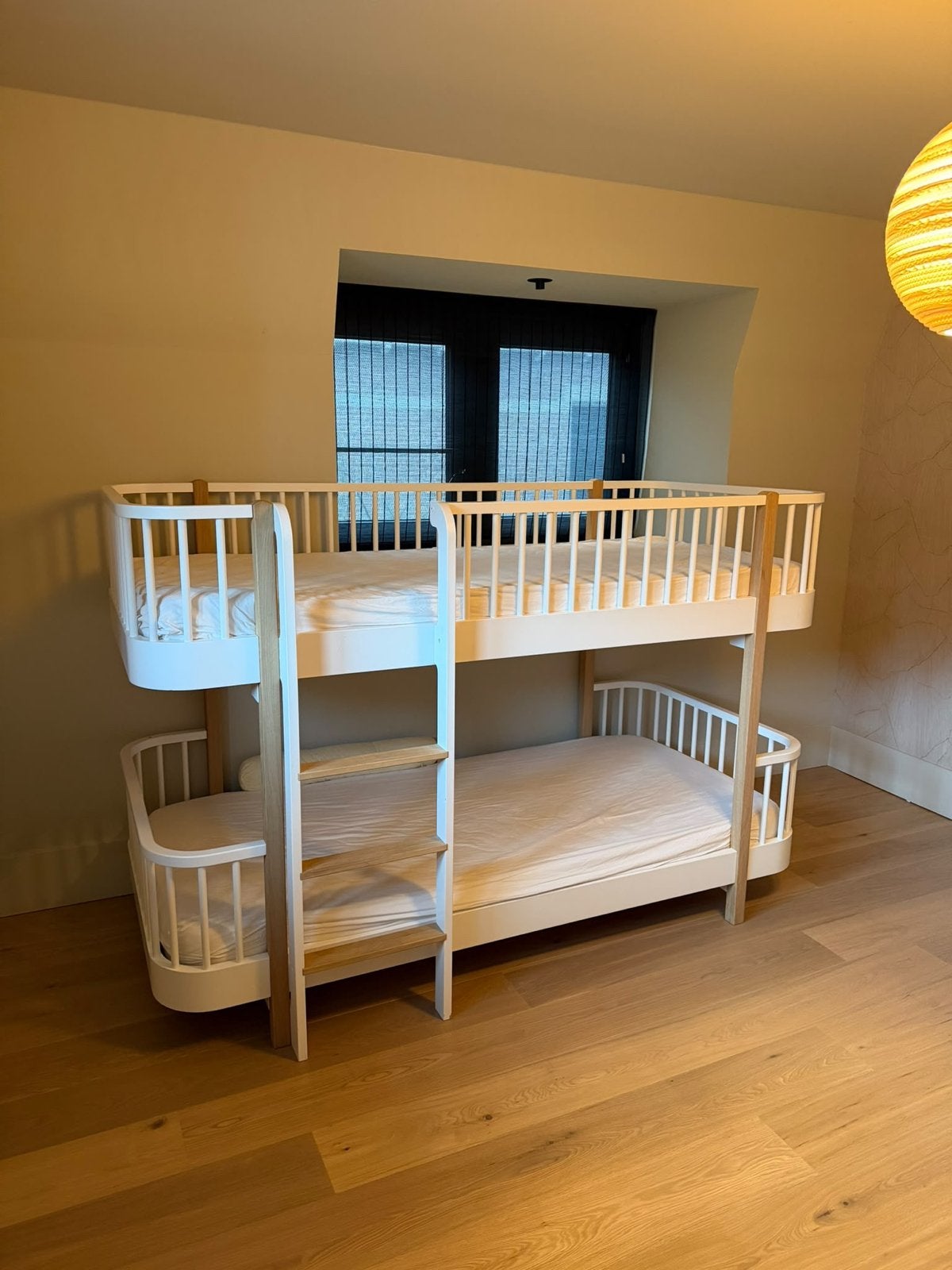 Oliver Furniture Wood Original stapelbed wit/eiken, Ophalen, 90 cm, 160 tot 180 cm, Tweepersoons