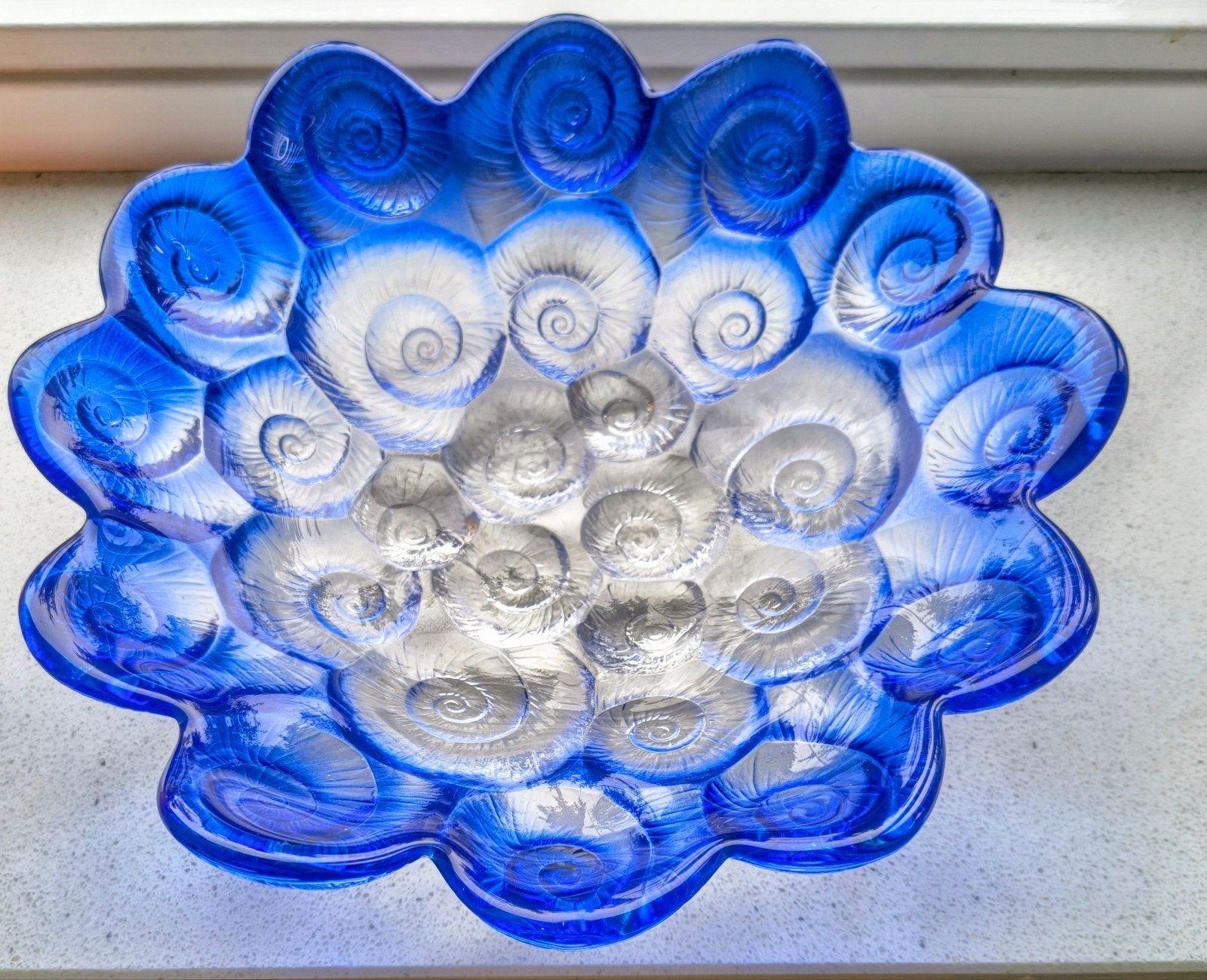 Walther Glas Muschel (schelp) fruit schaal, kobaltblauw vint, Ophalen of Verzenden