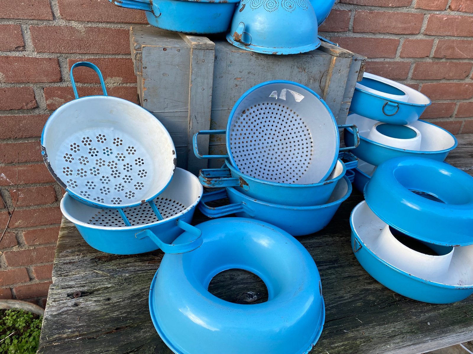 Mooi verzameling Deens blauw emaille, Ophalen of Verzenden