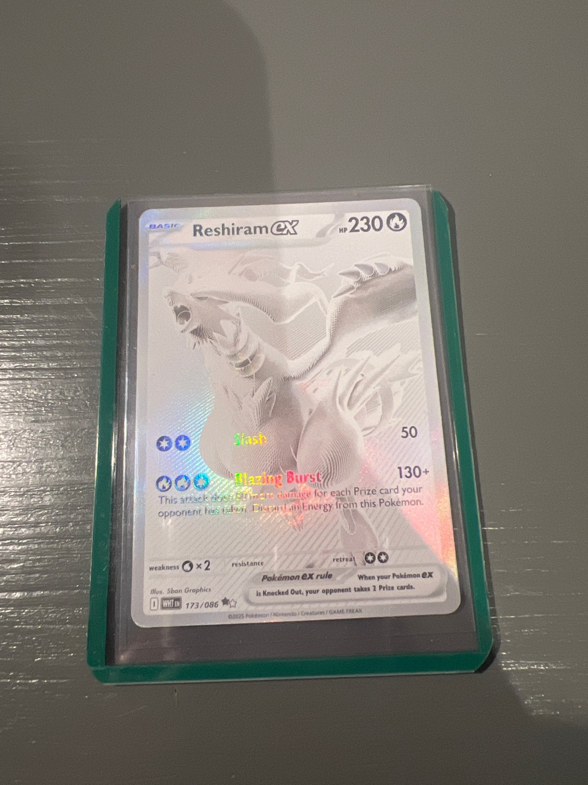Reshiram ex 173 Pokémon kaart - Nette staat, ruilen mogelijk, Ophalen of Verzenden, Zo goed als nieuw, Losse kaart, Foil