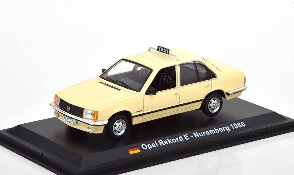 Atlas 1:43 Opel Rekord E 1980 beige - Nuremberg Taxi, Hobby en Vrije tijd, Modelauto's | 1:43, Overige merken, -, Nieuw, Ophalen of Verzenden