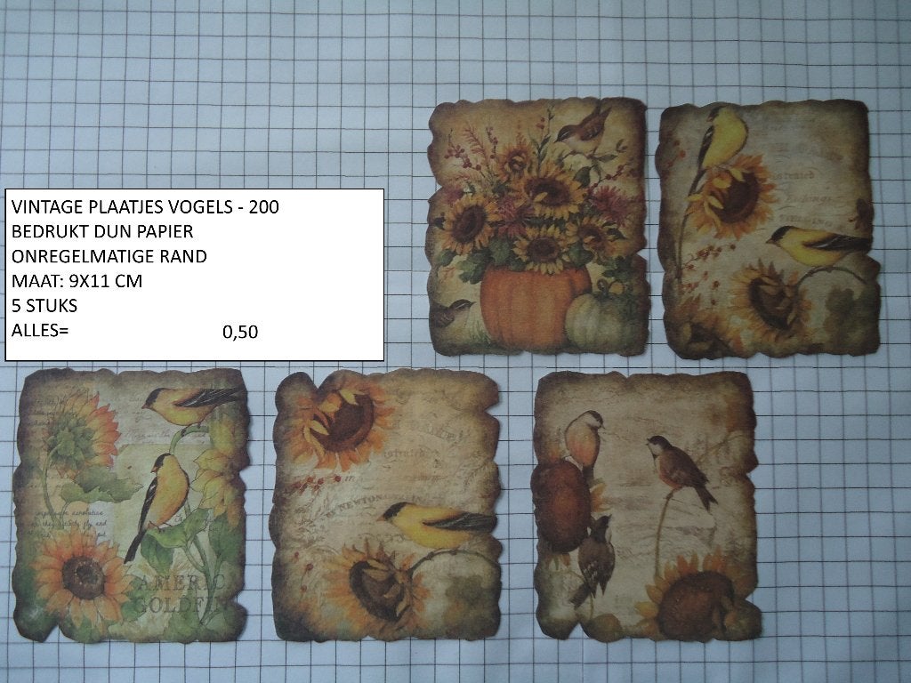 ❤️❤️vintage plaatjes zonnebloem/vogels 200 (alleen verzenden, Ophalen, Nieuw, Dieren, Knipvel