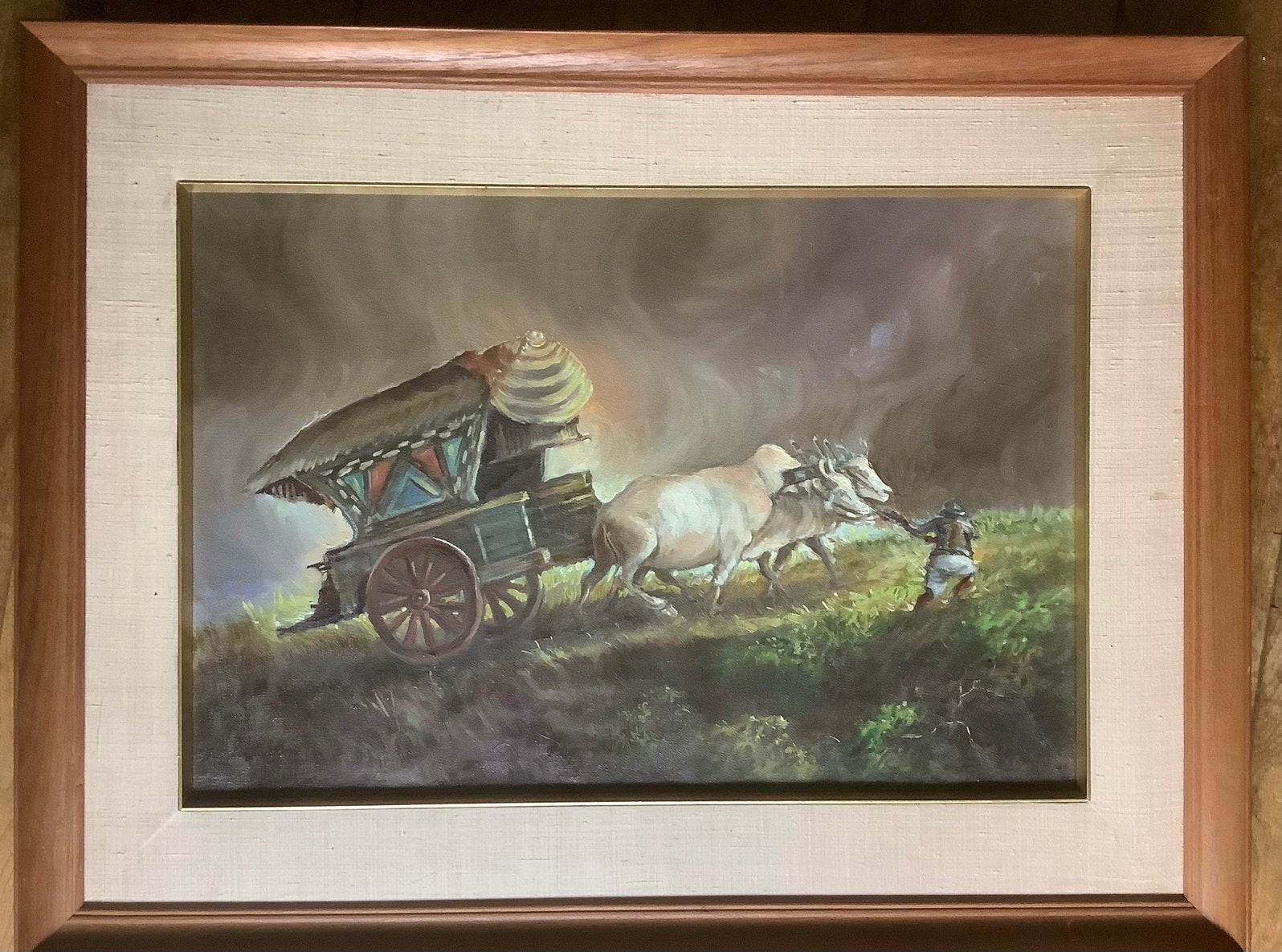 Ossenkar, Surwadja, Soerwadja, schilderij, Java, Indonesie., Antiek en Kunst, Kunst | Schilderijen | Klassiek, Ophalen