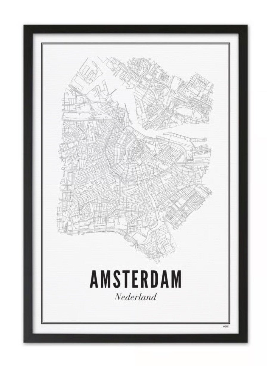 Wijck poster Amsterdam, Ophalen of Verzenden, Zo goed als nieuw, Wit