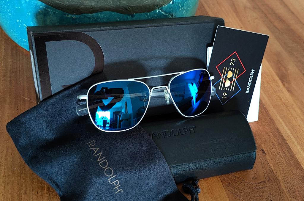 Randolph zonnebril Aviator 55mm AF158 Atlantic blue (UNISEX), Overige merken, Zonnebril, Blauw, Nieuw