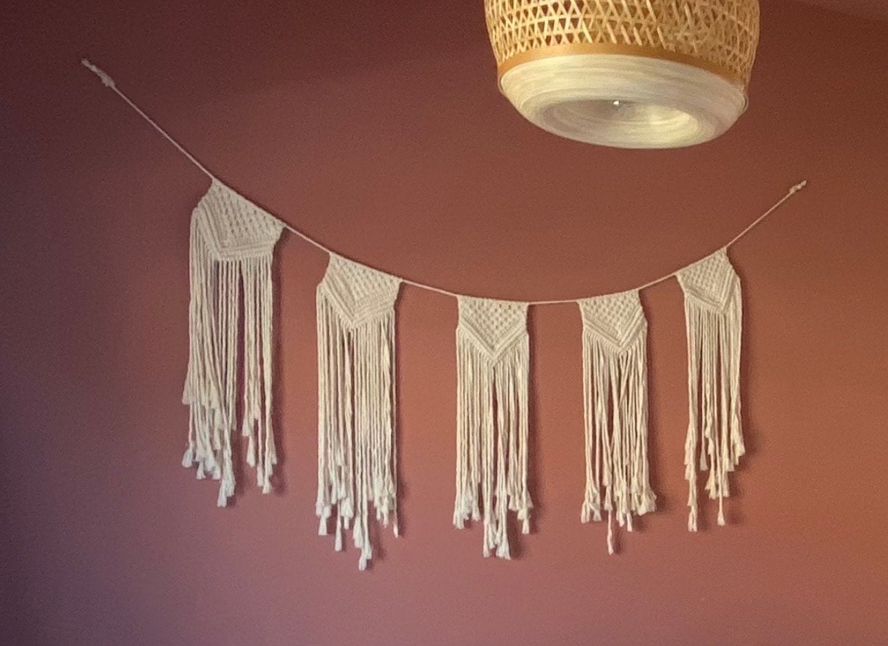 Handgemaakte Macramé Wandhanger - Boho Stijl Decoratie, Textiel, Zo goed als nieuw, Handgemaakt, Ophalen