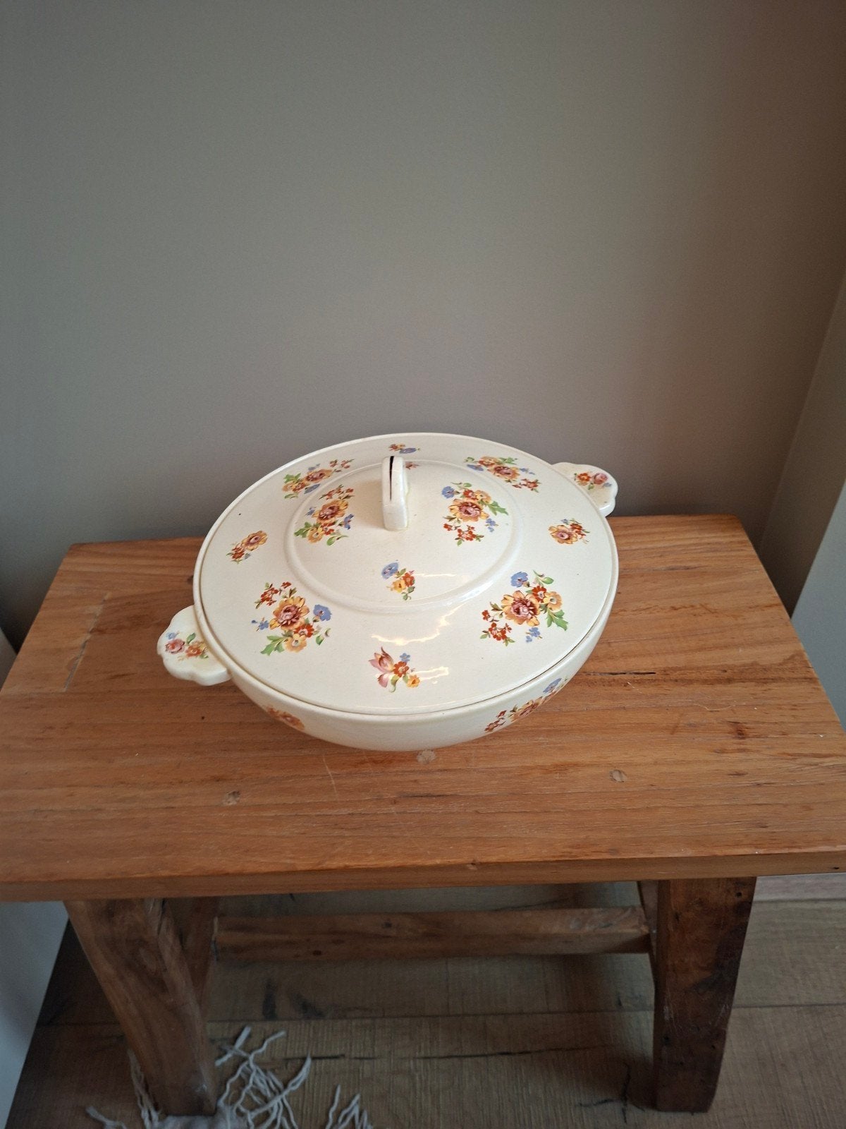 Vintage Societé Céramique Maastricht Terrine met Bloemmotief, Ophalen of Verzenden