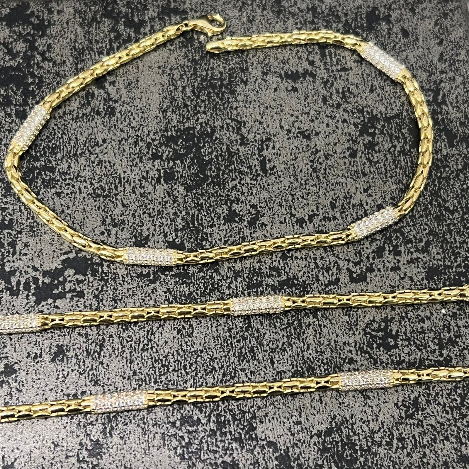 14 karaats gouden set ketting met armband nieuw italy, Ophalen of Verzenden, Nieuw, Goud