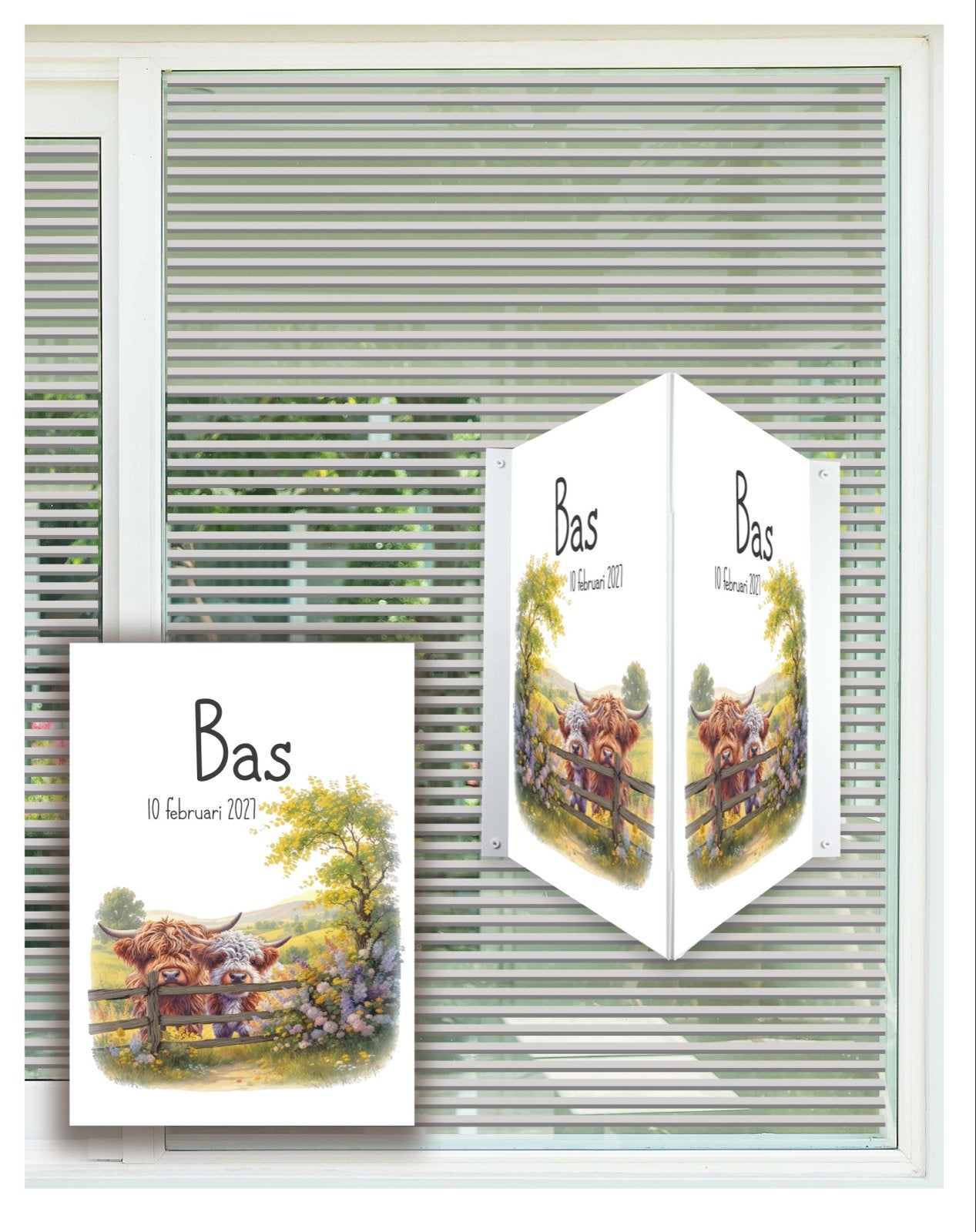 Geboortebord, raambord of raamsticker Hooglanders, Ophalen of Verzenden, Nieuw, Geboortebord