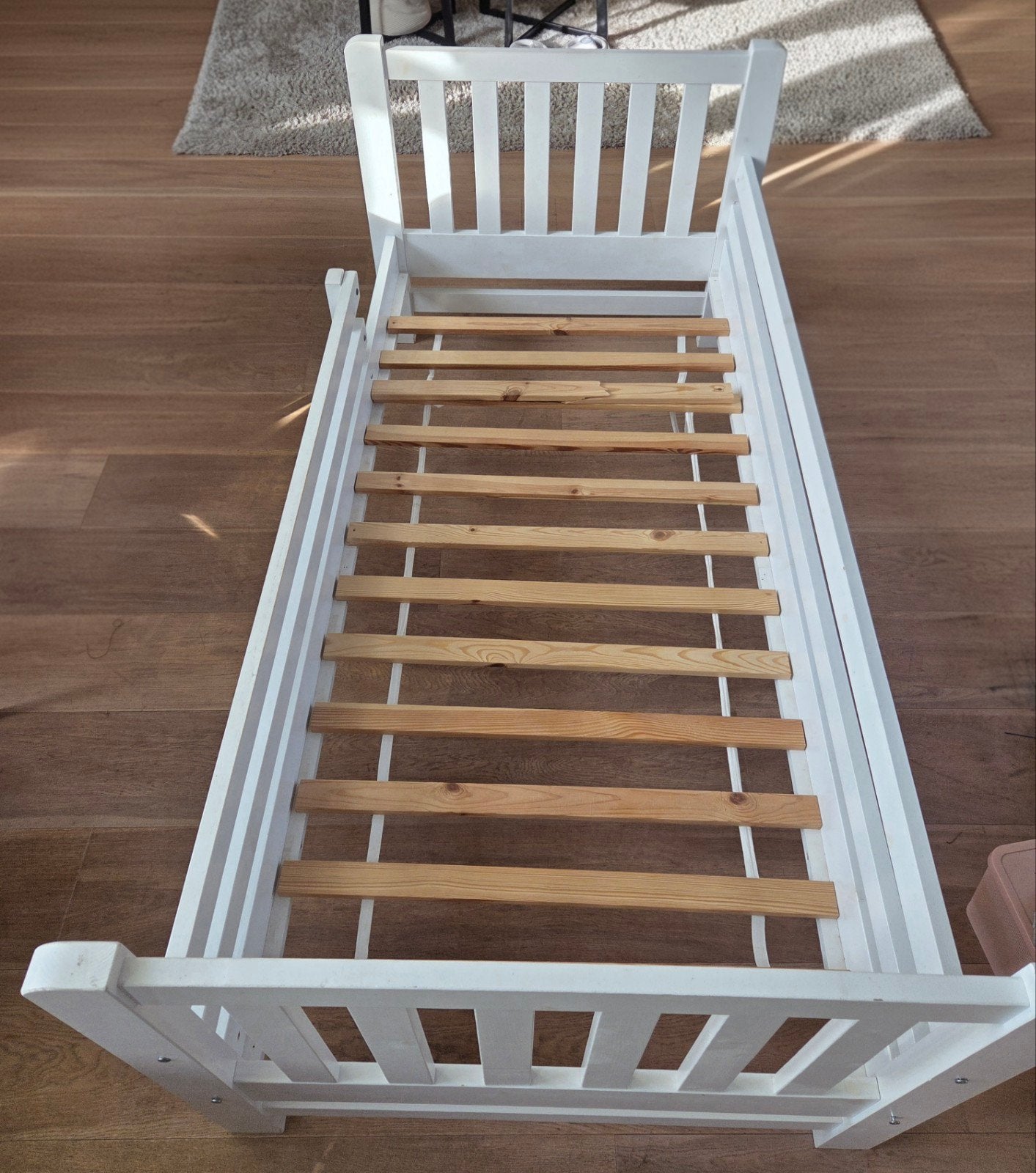 Wit houten bed Petit Amelie - 210x104x86cm, Ophalen, Eenpersoons, Hout, 100 cm