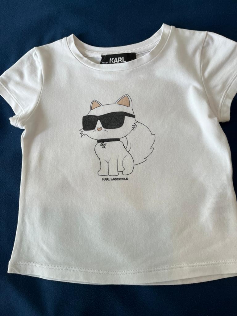 Karl Lagerfeld shirt wit met opdruk, 86, Kinderen en Baby's, Babykleding | Maat 86, Ophalen of Verzenden, Zo goed als nieuw, Jongetje of Meisje
