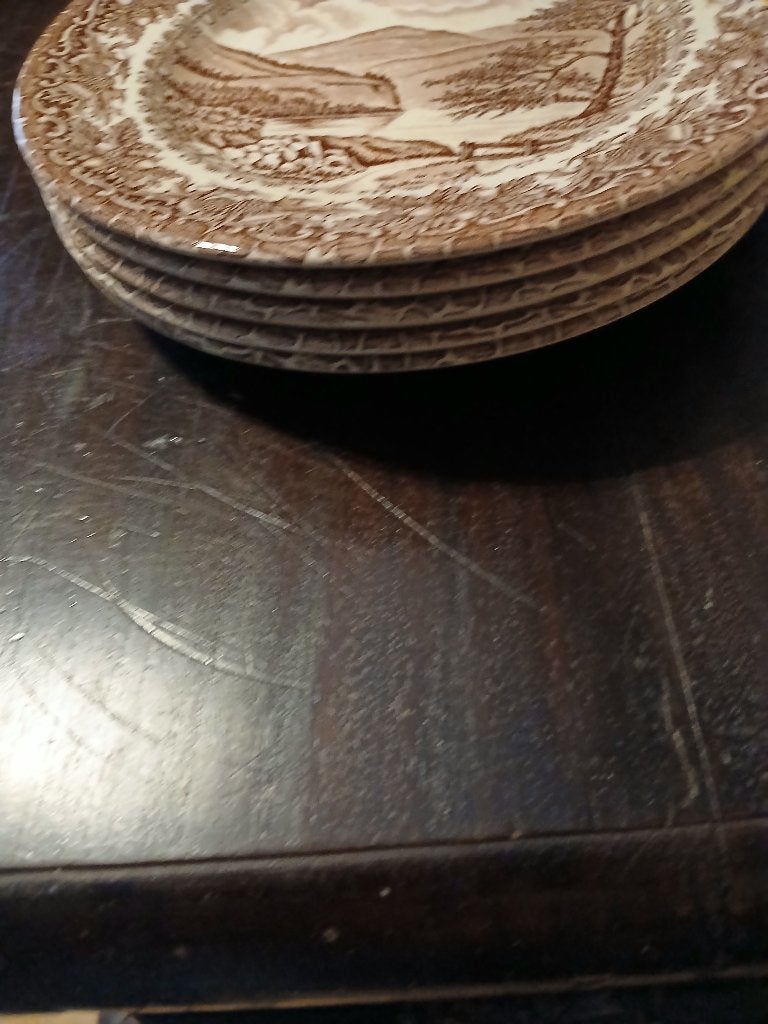 Vintage Staffordshire gebaksborden,18cm,5stuks, Ophalen of Verzenden