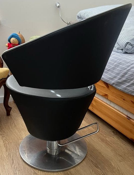 Kappersstoel, Ophalen, Kunststof, Gebruikt, Zwart
