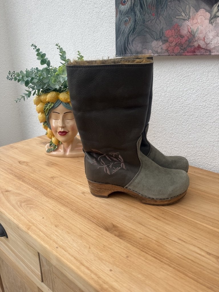 Sanita geborduurde bontgevoerde klomplaarzen, Kleding | Dames, Hoge laarzen, Overige kleuren, Verzenden, Nieuw