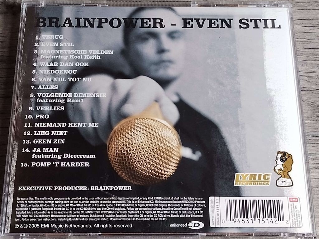 Brainpower ‎– Even Stil, Cd's en Dvd's, Cd's | Hiphop en Rap, Ophalen of Verzenden, Zo goed als nieuw