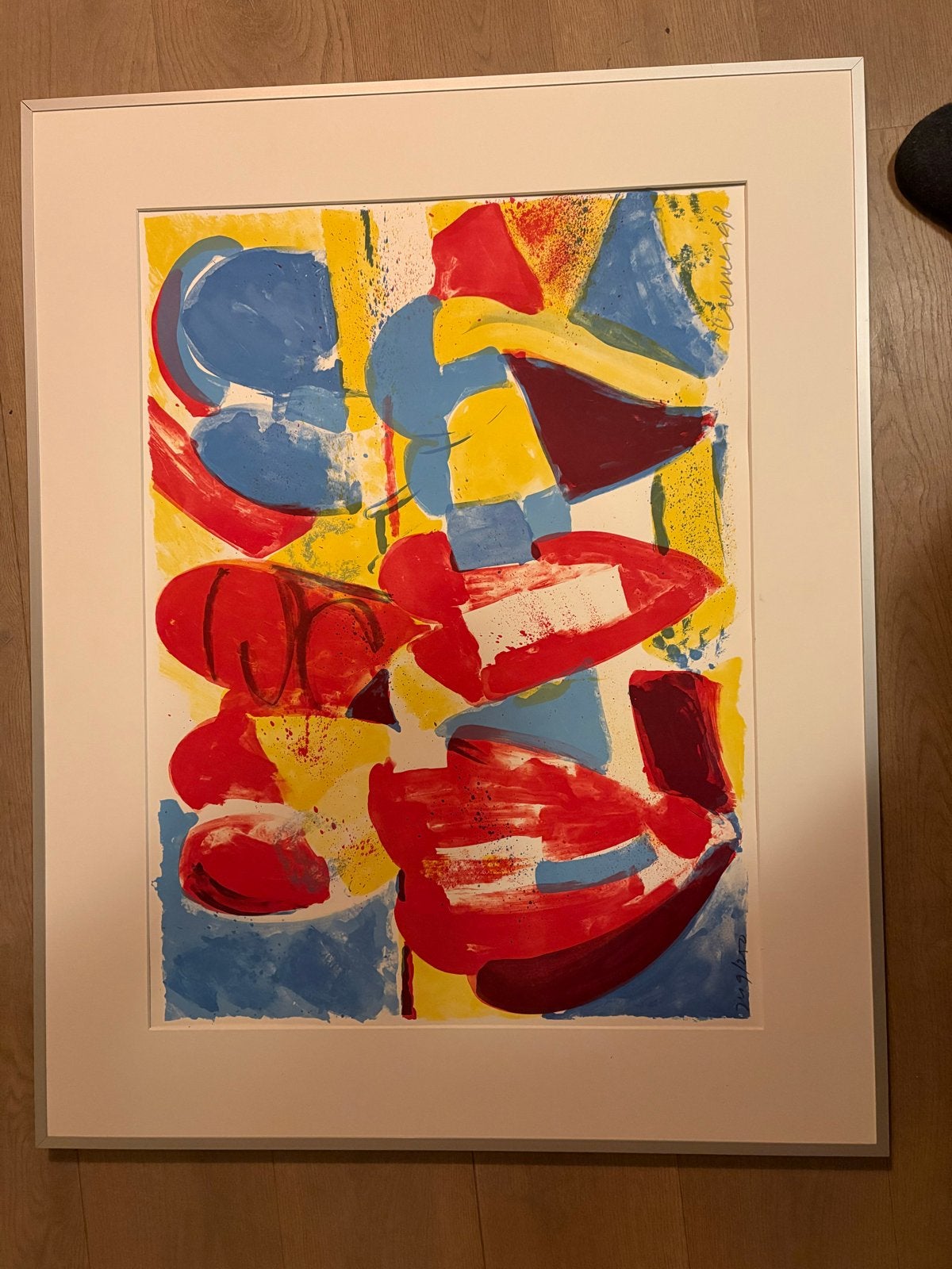 Abstracte zeefdruk cremer , gesigneerd potlood conserverce, Ophalen