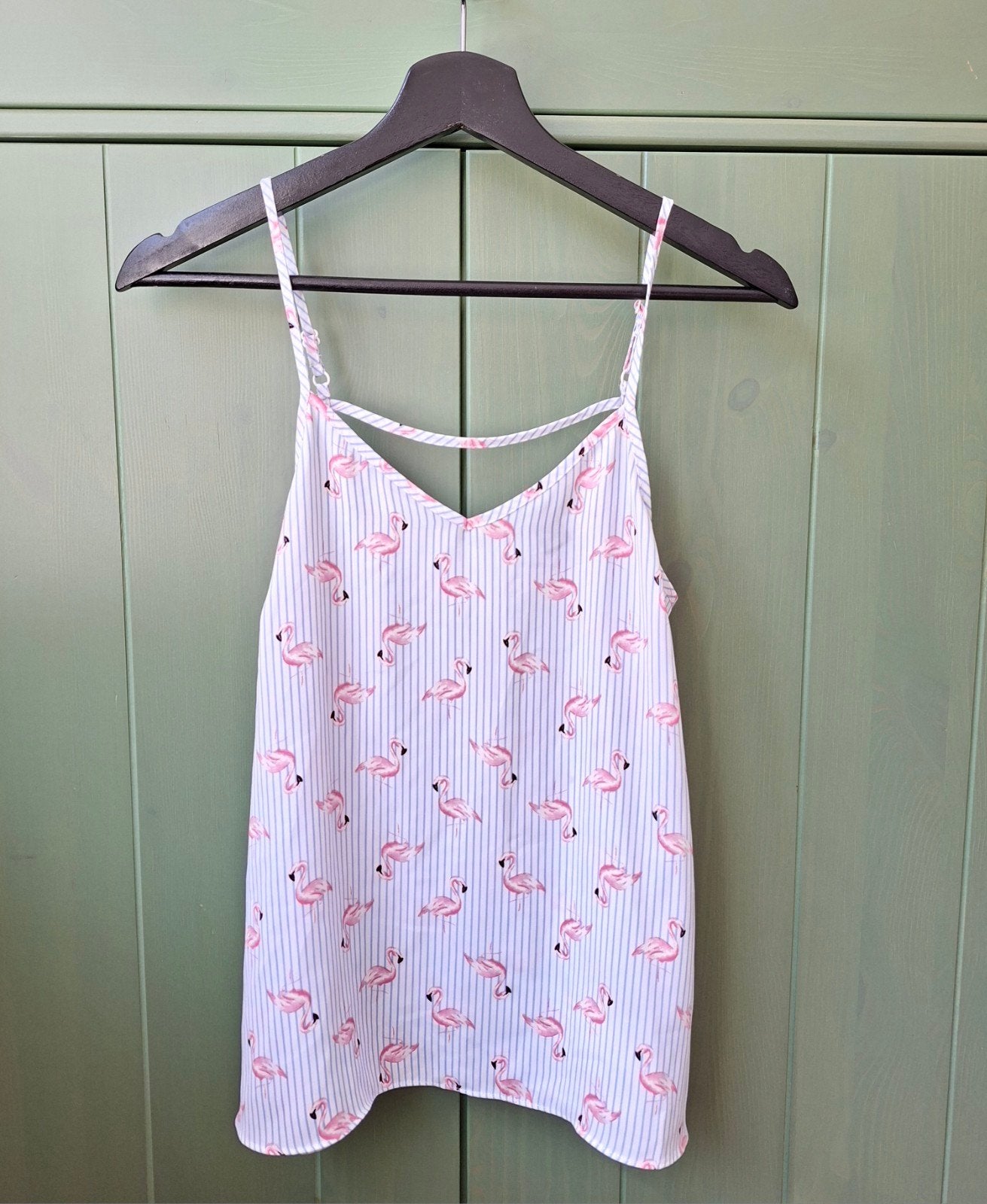Flamingo cami top wit blauw roze - zomertop - maat 36 (S), Primark, Wit, Ophalen of Verzenden, Zo goed als nieuw