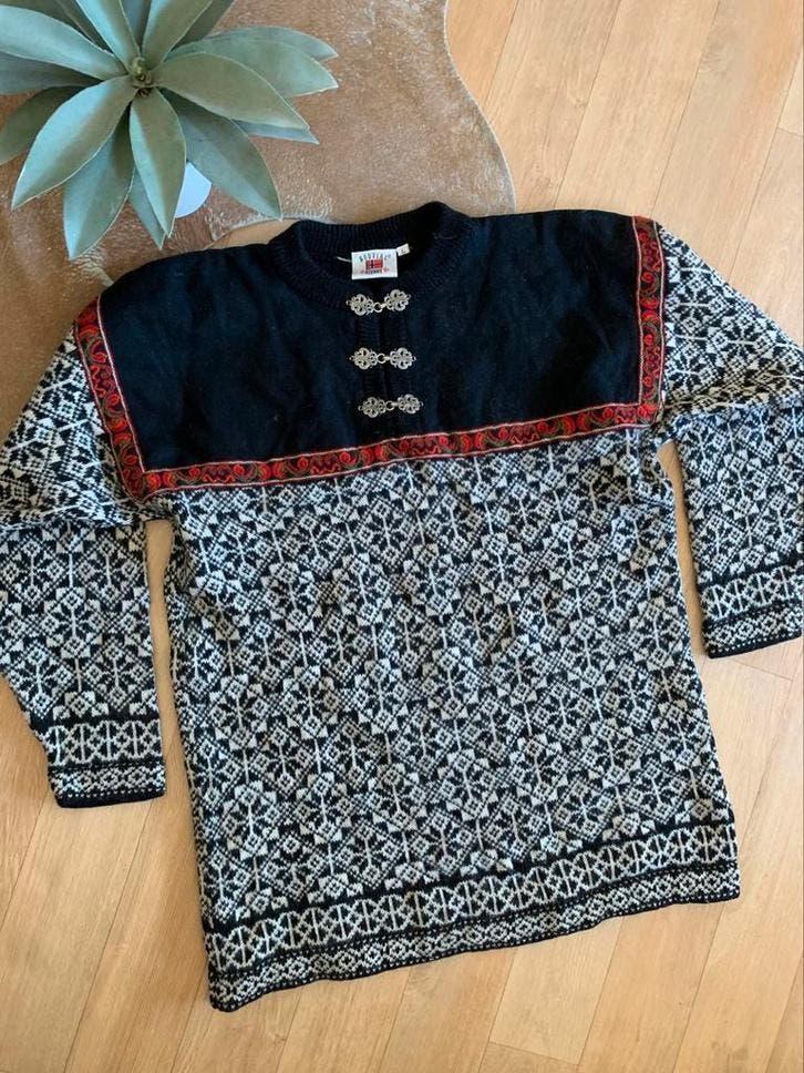 Bouviac Norway wollen trui L bohemian wool sweater, Kleding | Dames, -, Blauw, -, Maat 42/44 (L)