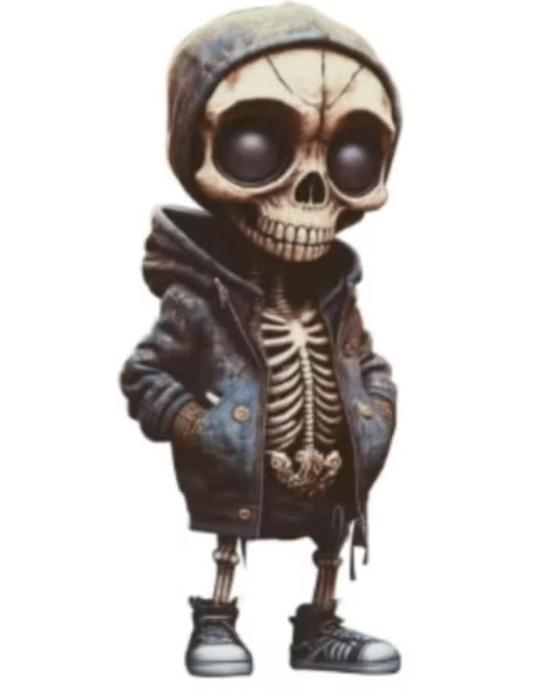Horror beeldje Skelet figuur met blauwe hoodie (14cm), Verzamelen, Beelden en Beeldjes, Ophalen of Verzenden, Nieuw
