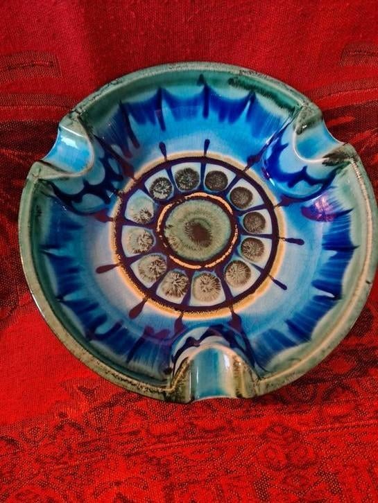 Gouds Plateel asbak Flora Faenza, Ophalen of Verzenden