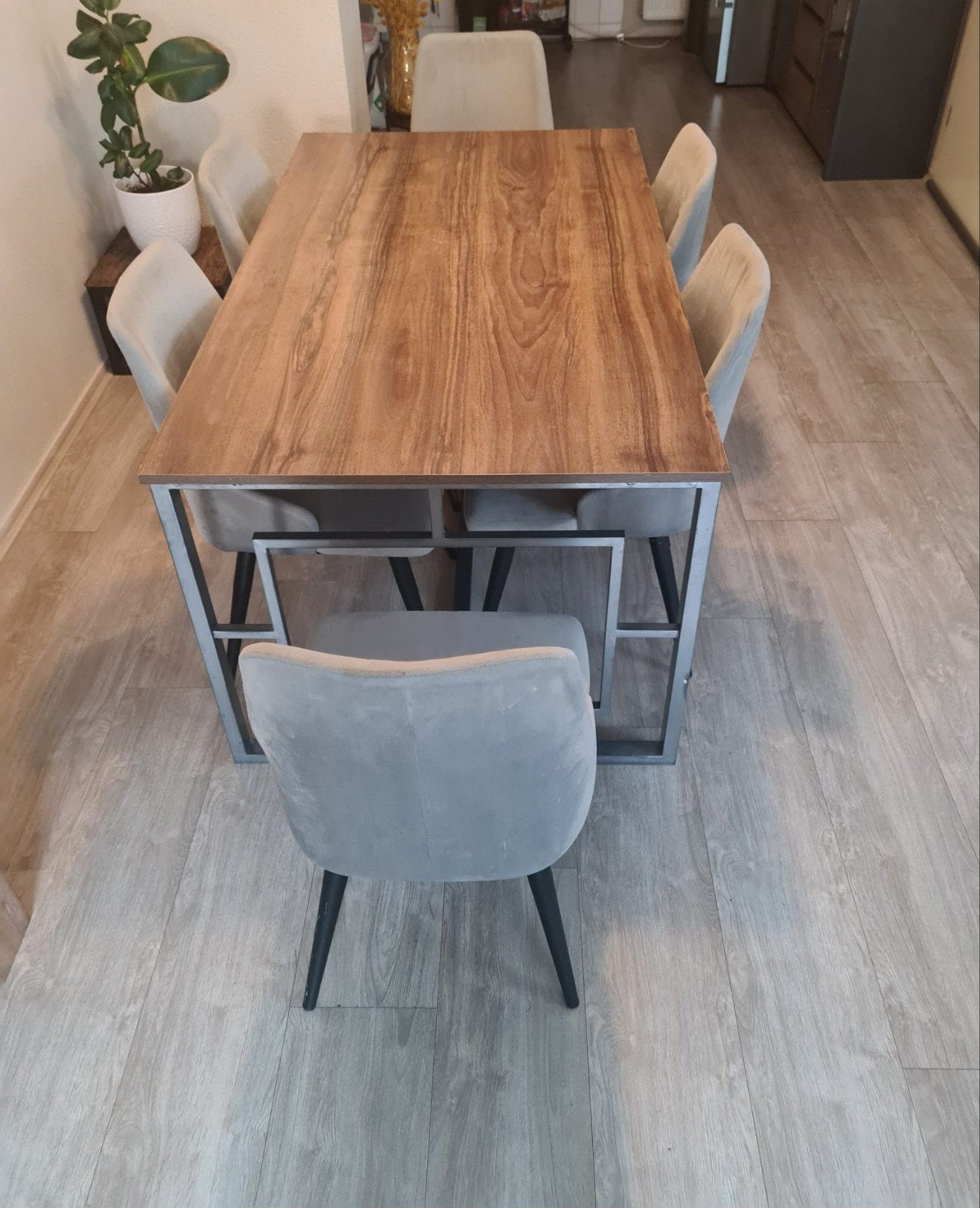 Complete Eethoek – Tafel + 6 Stoelen, Ophalen of Verzenden, Rechthoekig, 200 cm of meer, 50 tot 100 cm