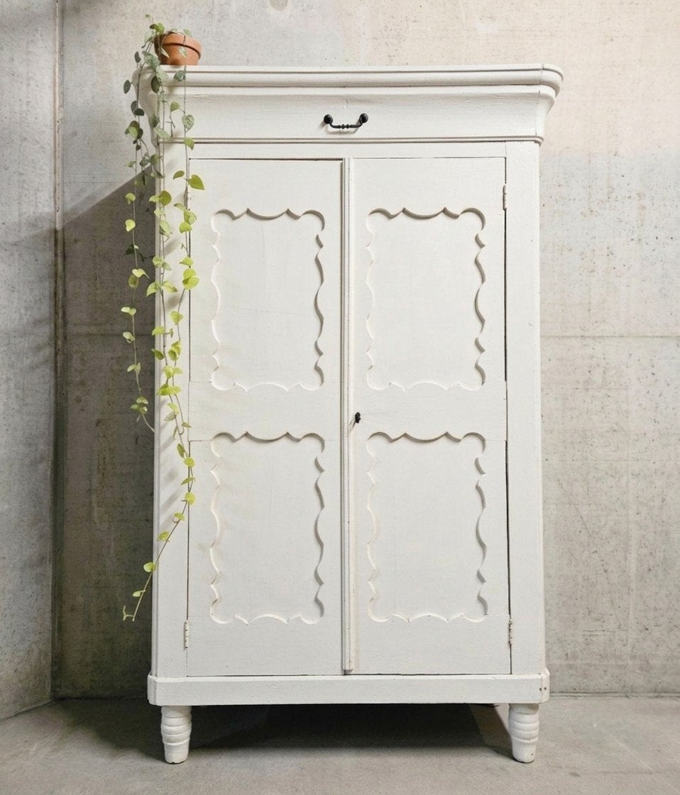 Antieke brocante witte Biedermeier meidenkast vintage kast, Ophalen of Verzenden