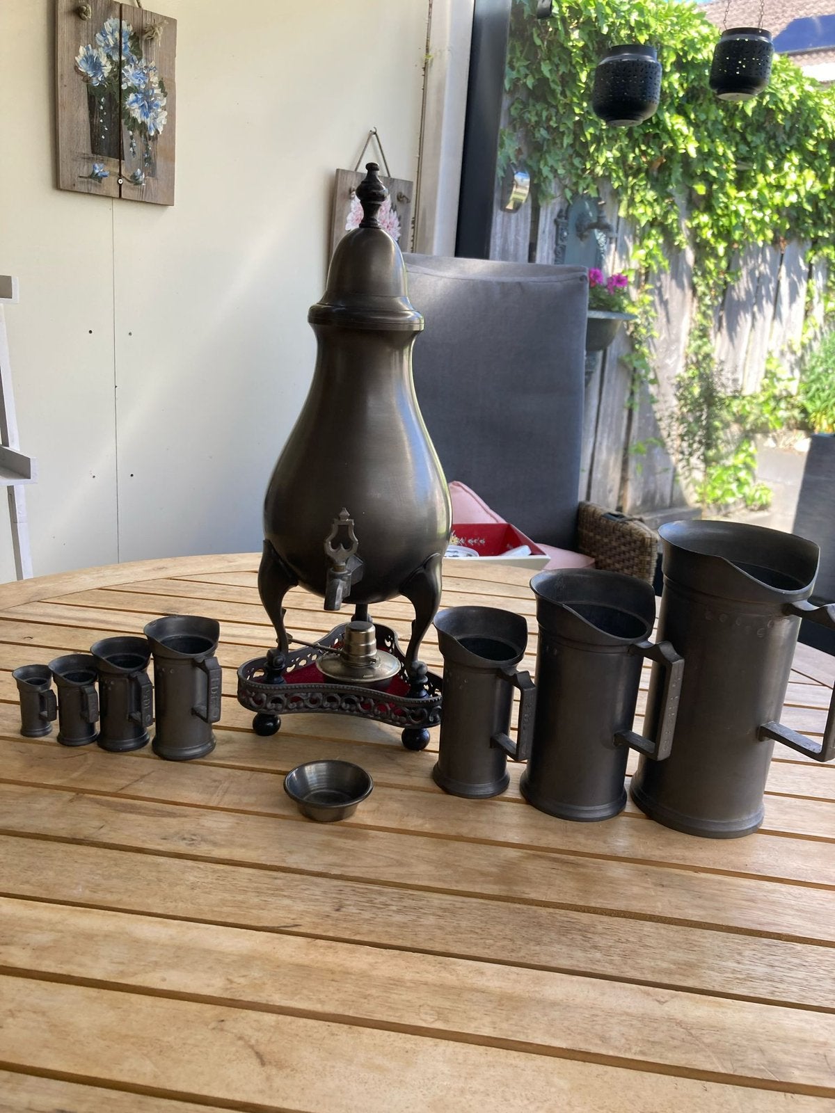 Koffiekan met maatbekers, Antiek en Kunst, Ophalen