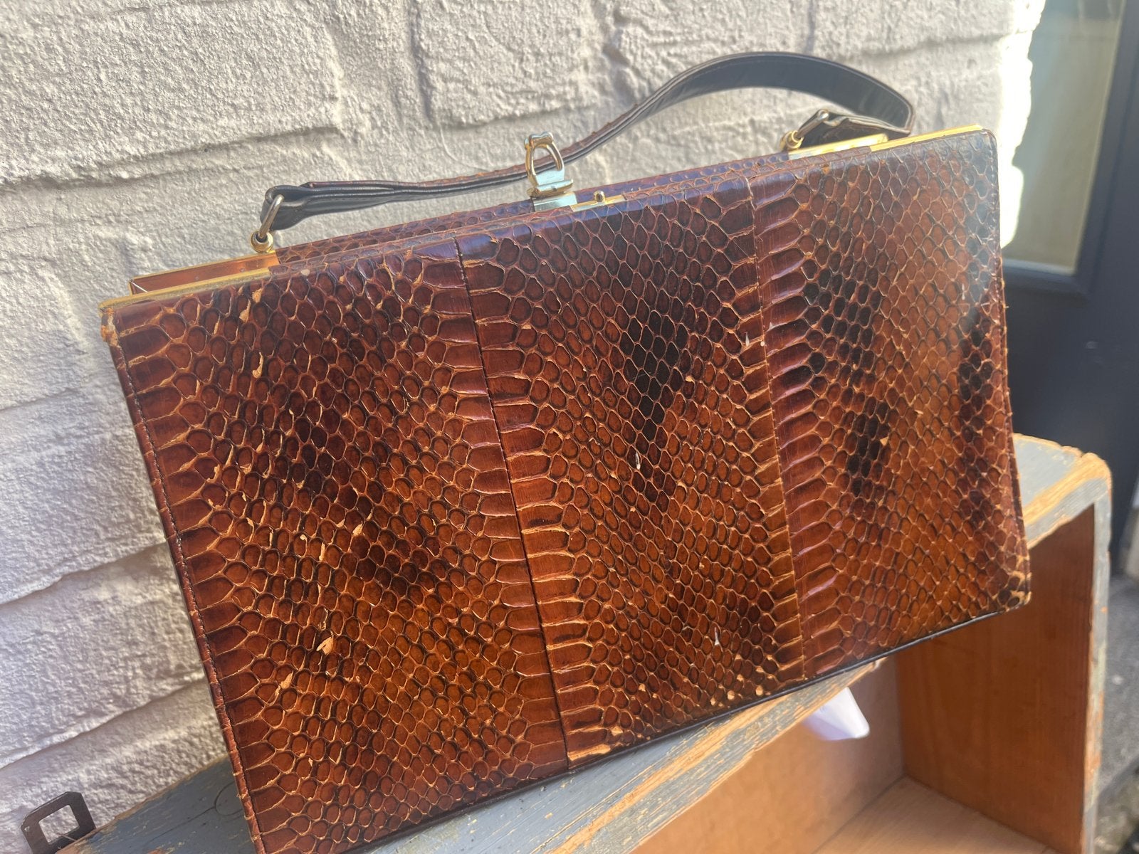 Widegate London vintage tas, Ophalen of Verzenden, Gebruikt, Bruin, Handtas