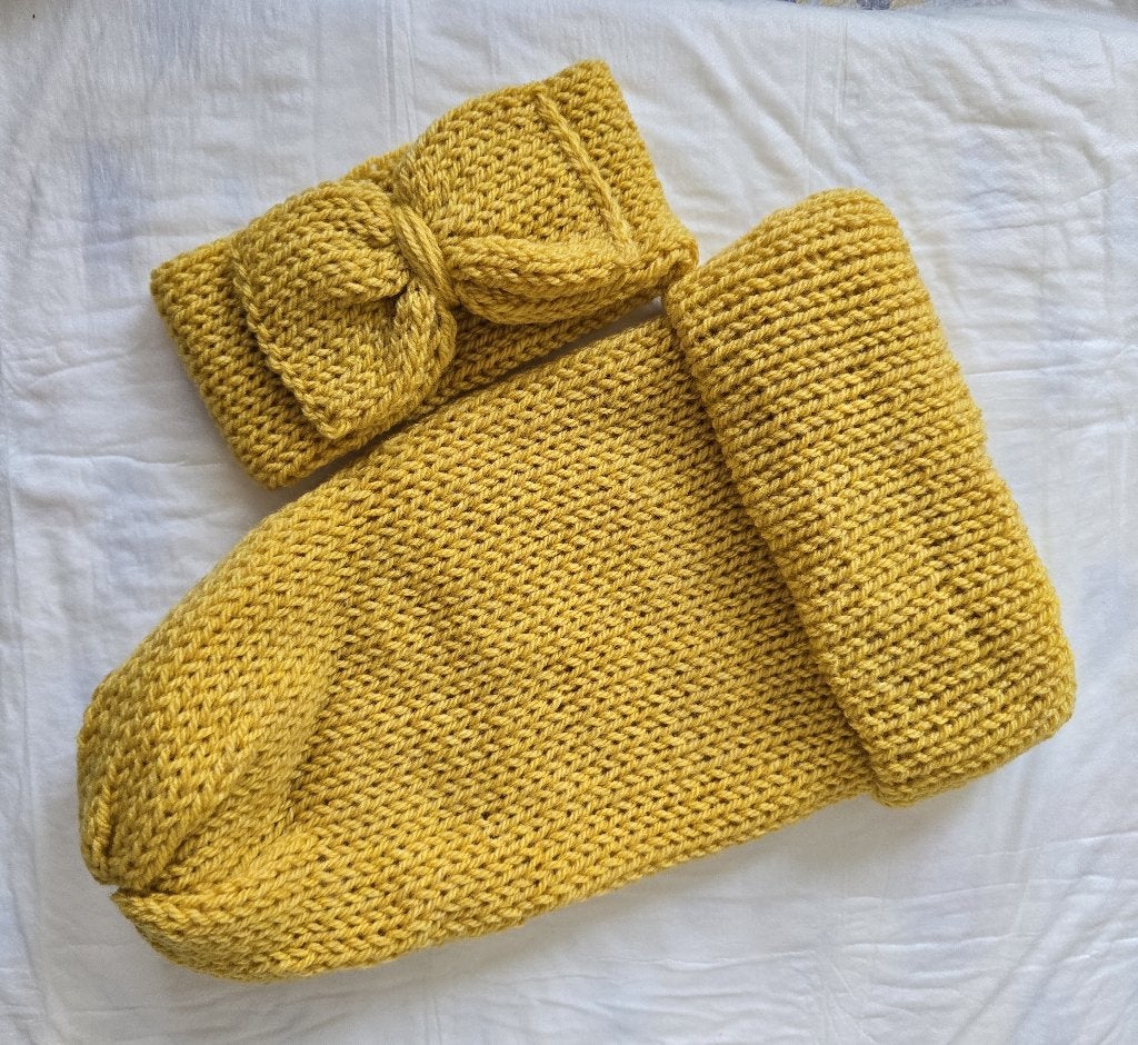 Gele baby cocoon met hoofdband voor fotoshoots, Verzenden, Nieuw