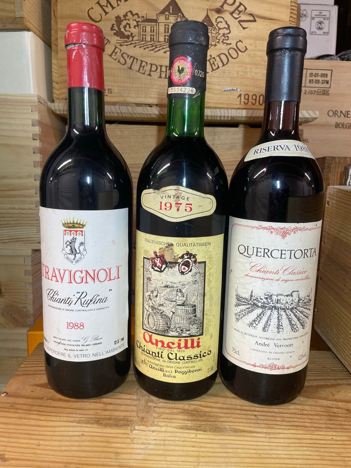 Vintage Italiaanse Rode Wijnen - Chianti Classico & Rufina, Verzamelen, Gebruikt, Rode wijn, Vol, Italië