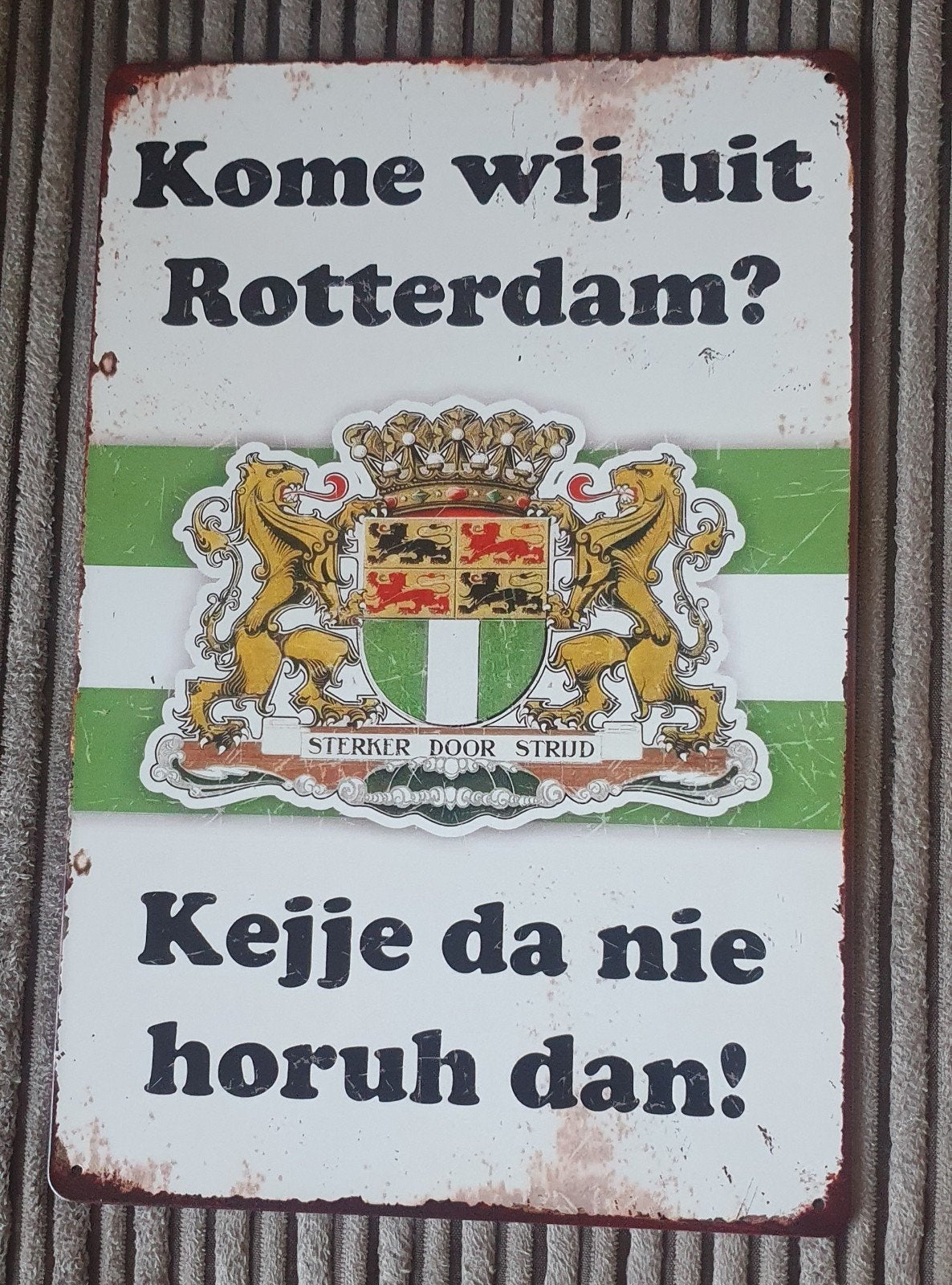 Wandbord met rotterdamse tekst en wapen., Ophalen of Verzenden, Nieuw