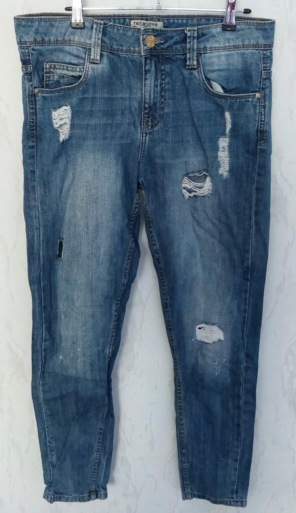 Terranova Jeans Maat M - Blauw met scheuren, Kleding | Dames, Blauw, Ophalen of Verzenden, W30 - W32 (confectie 38/40), Terranova