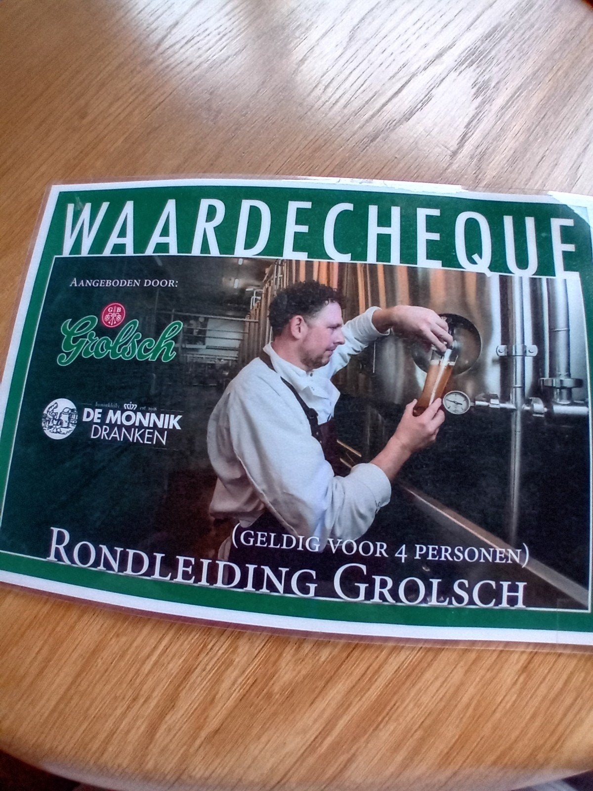Waarde cheque Grolsch, Verzamelen, Ophalen of Verzenden, Grolsch