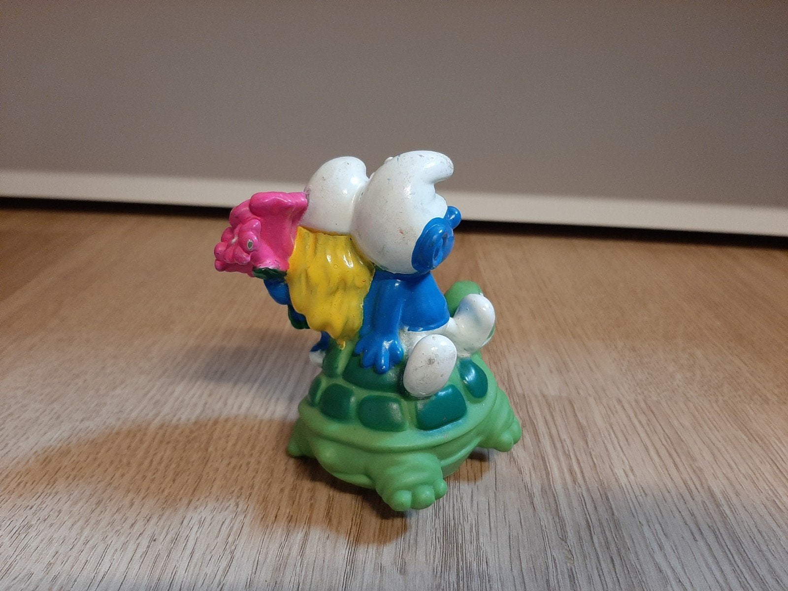 De Smurfen snoepdop smurf en smurfin op schildpad, Ophalen of Verzenden