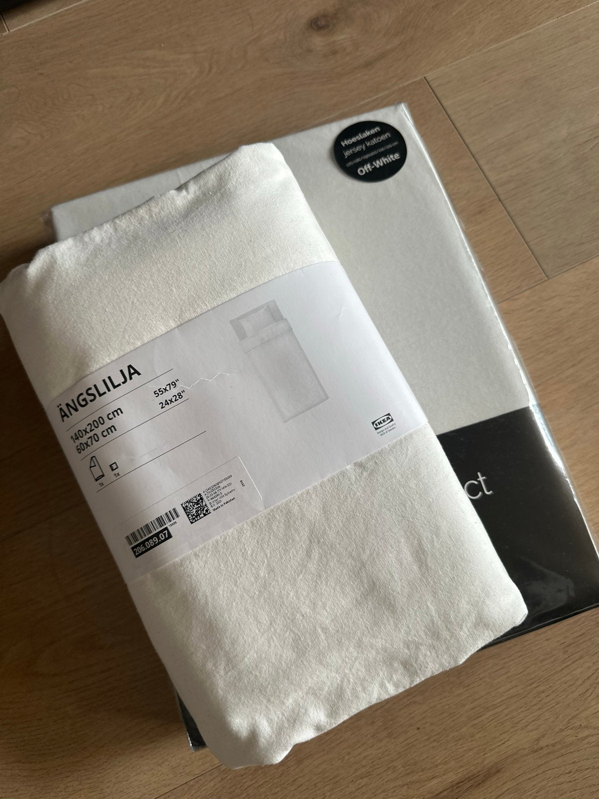 Nieuw IKEA ÄNGSLILJA dekbedovertrek en hoeslaken, Huis en Inrichting, Eenpersoons, Wit, Beddengoedset, Katoen