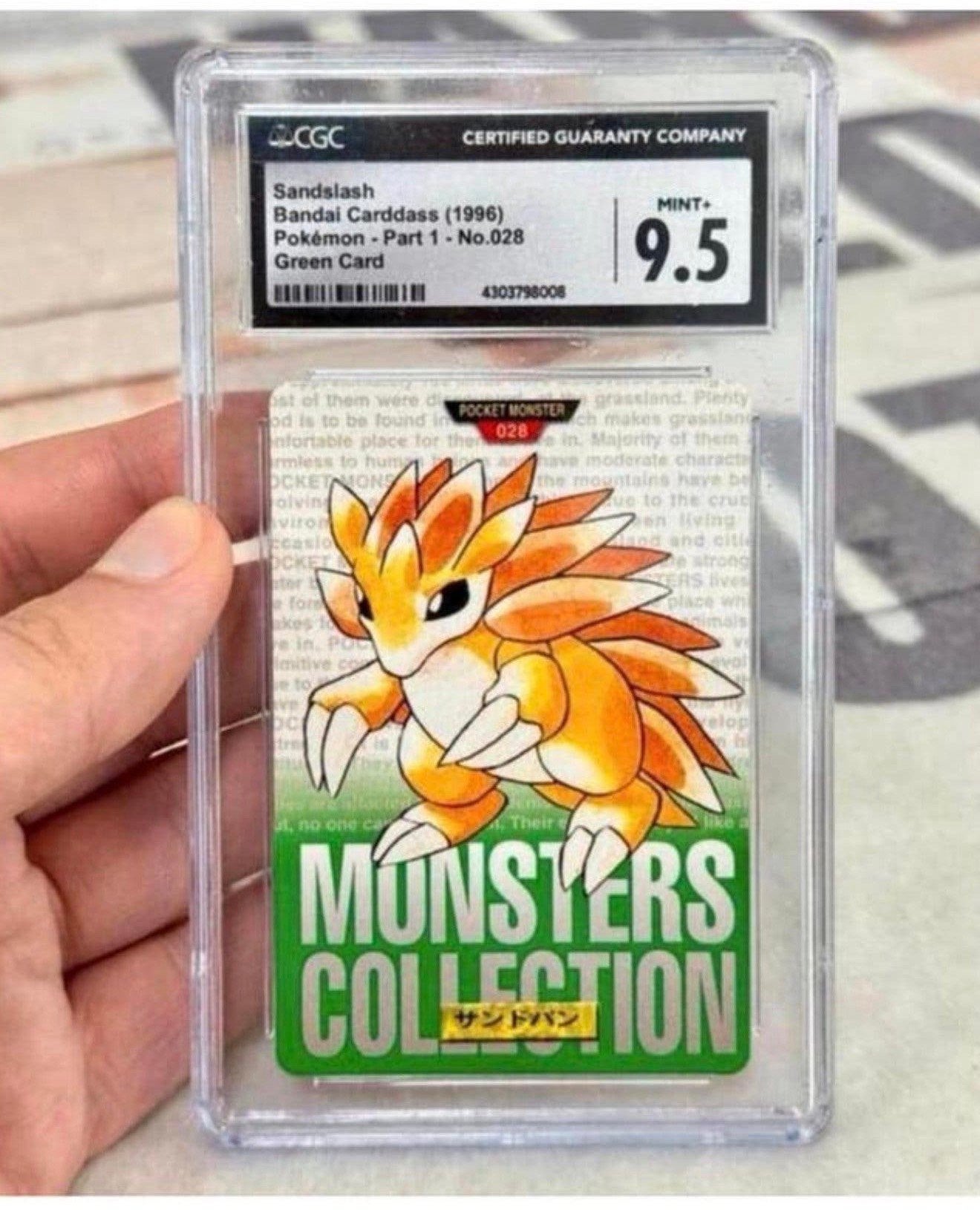 1996 Pokemon Sandslash Bandai Japanese CGC-9.5 Zeldzaam !, Ophalen of Verzenden, Nieuw, Losse kaart, Foil