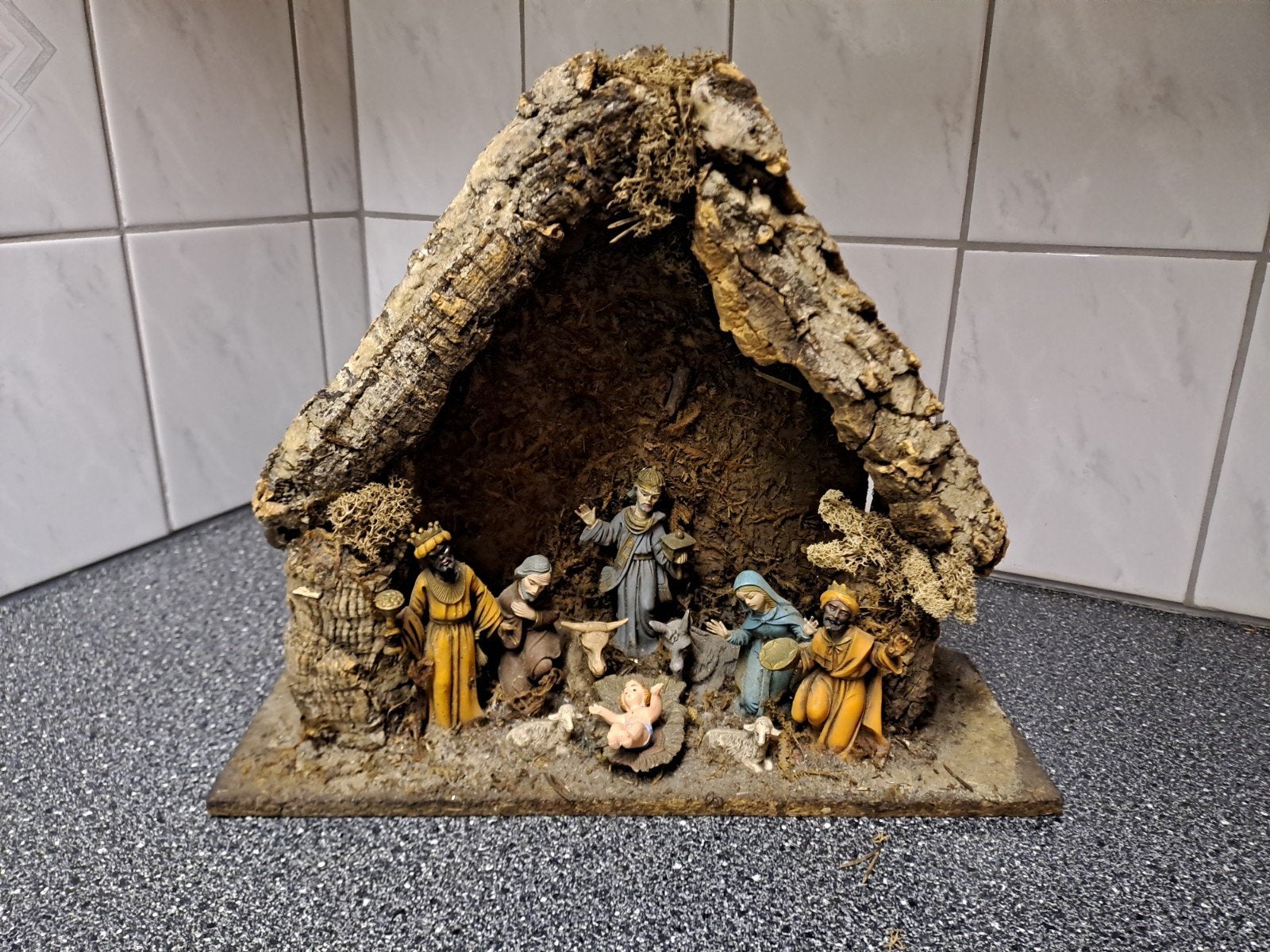 Vintage kerststal met kerstgroep Italy, Diversen, Gebruikt, Onbekend, Ophalen of Verzenden, Onbekend