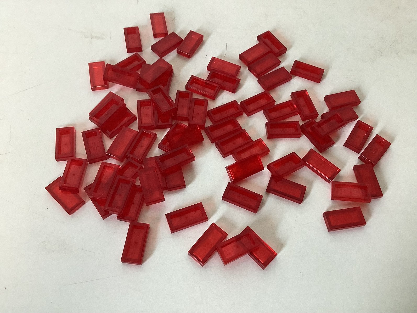 Lego tegel 1x2 transparant rood, Ophalen of Verzenden, Gebruikt, Losse stenen, Lego