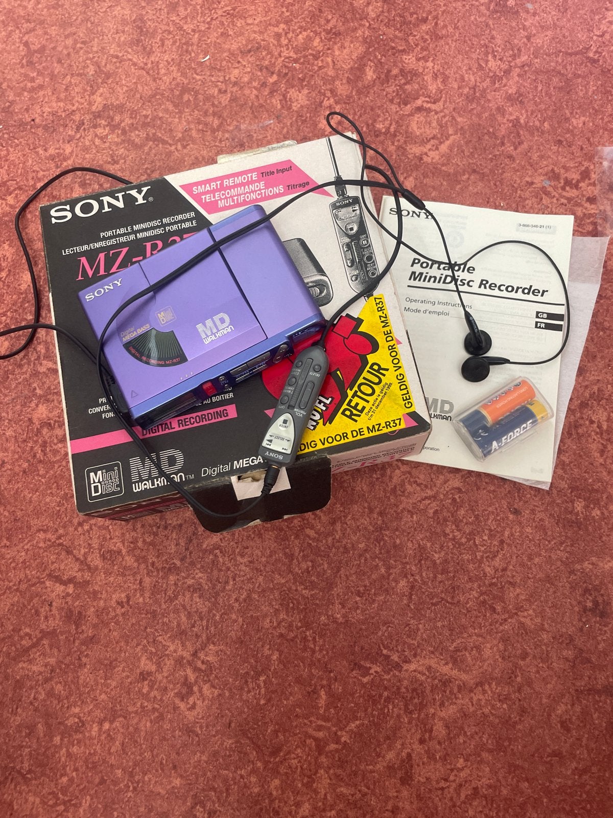 Sony MZ-R37 draagbare minidisc recorder - Compleet, Ophalen of Verzenden, Minidisc-recorder